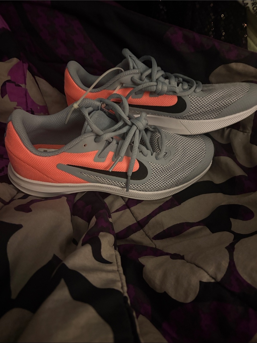 Nike Gray and Coral Kids' Running Sneakers